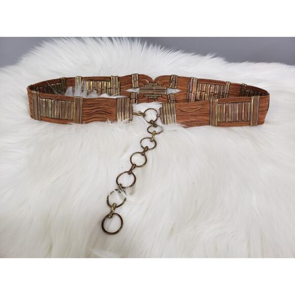GORGEOUS Georgia Leather Brass Statement Belt y2k boho western 80s‎ 90s mom